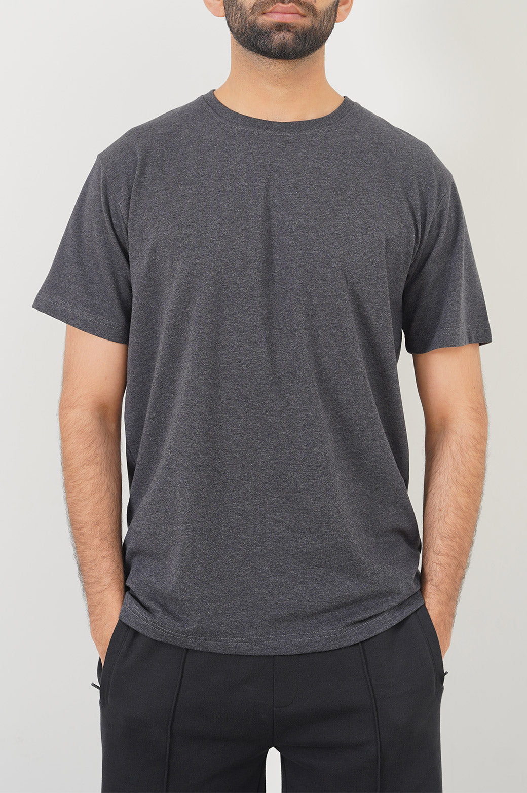 Heather Charcoal Slim Fit Soft Crew Neck Tee