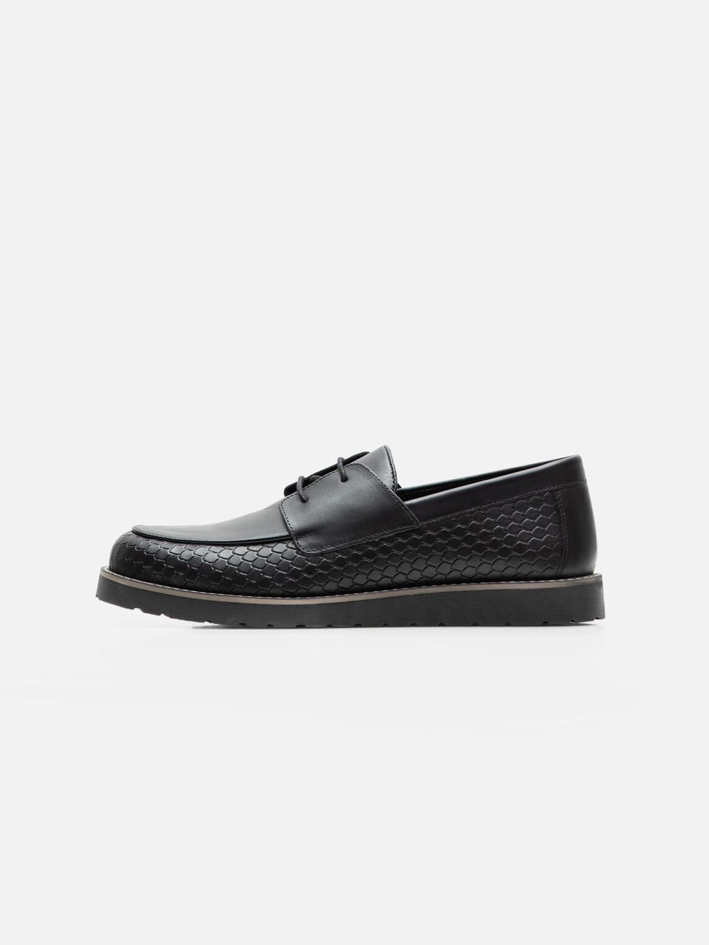 Black Leather Boat Shoes
