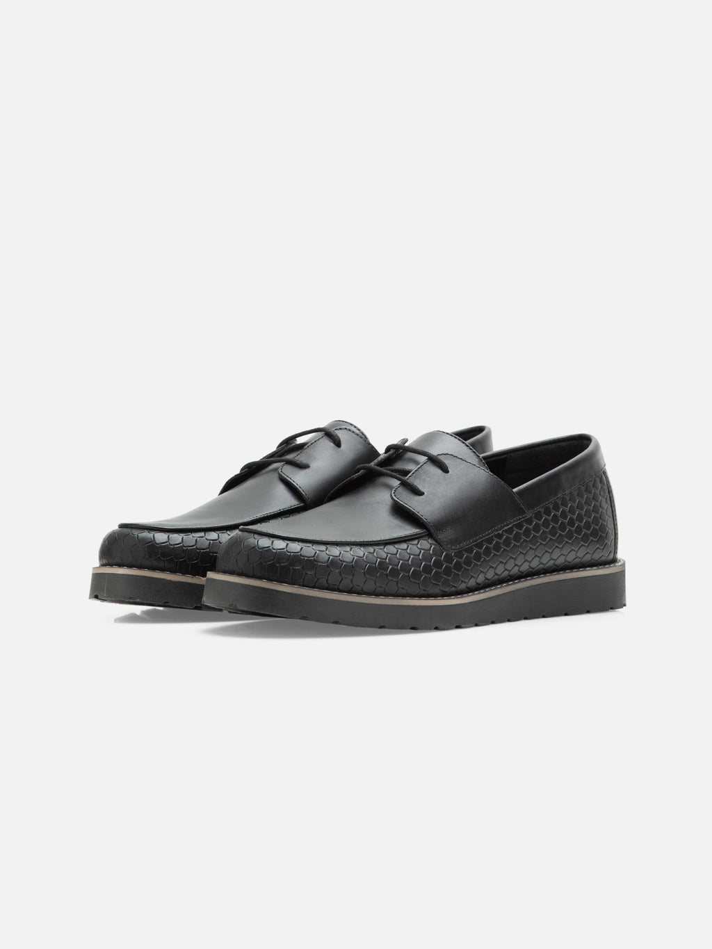 Black Leather Boat Shoes