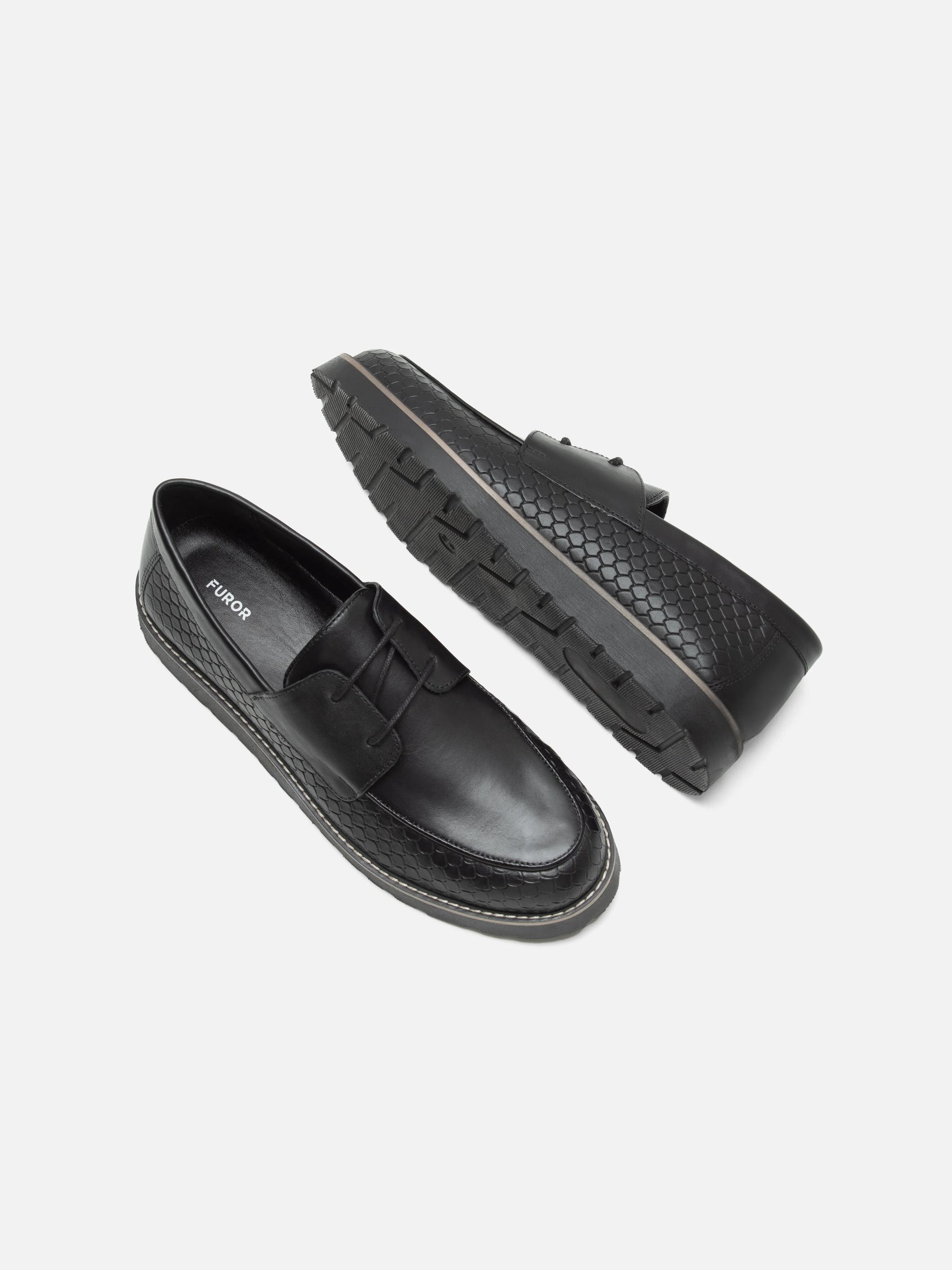 Black Leather Boat Shoes