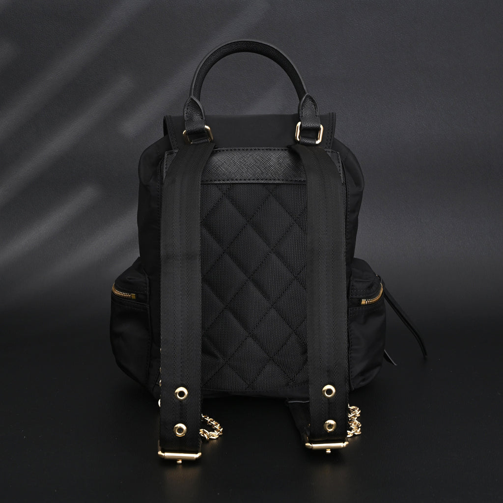 Burberry The Rucksack – Black Nylon & Leather Backpack with Gold-Tone Hardware