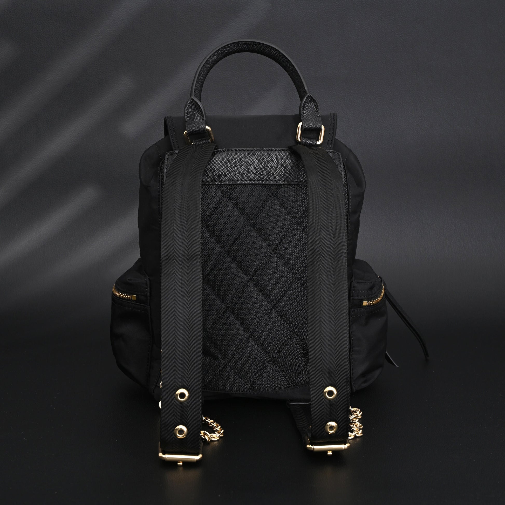 Burberry The Rucksack – Black Nylon & Leather Backpack with Gold-Tone Hardware
