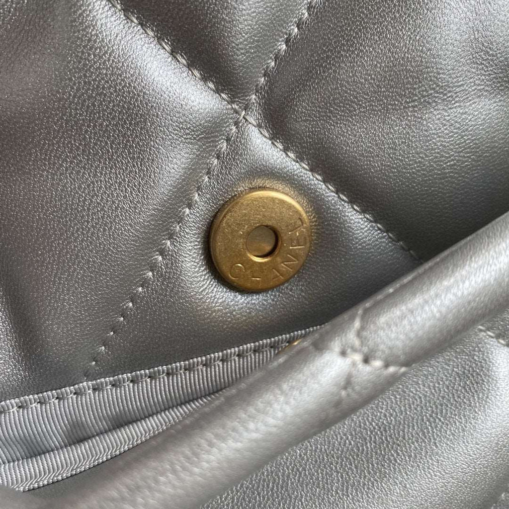 CHANEL 19 Large Flap Bag Silver