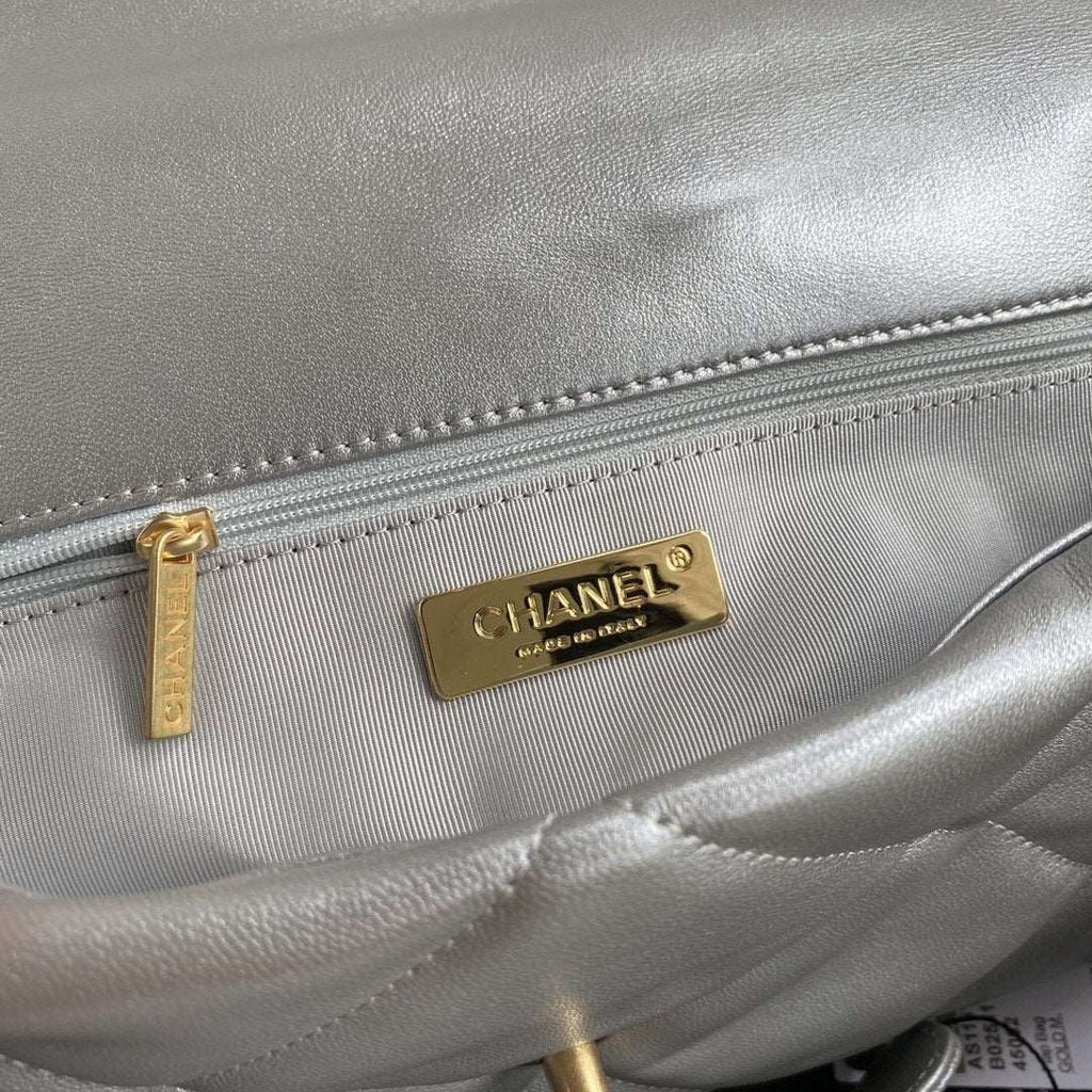 CHANEL 19 Large Flap Bag Silver
