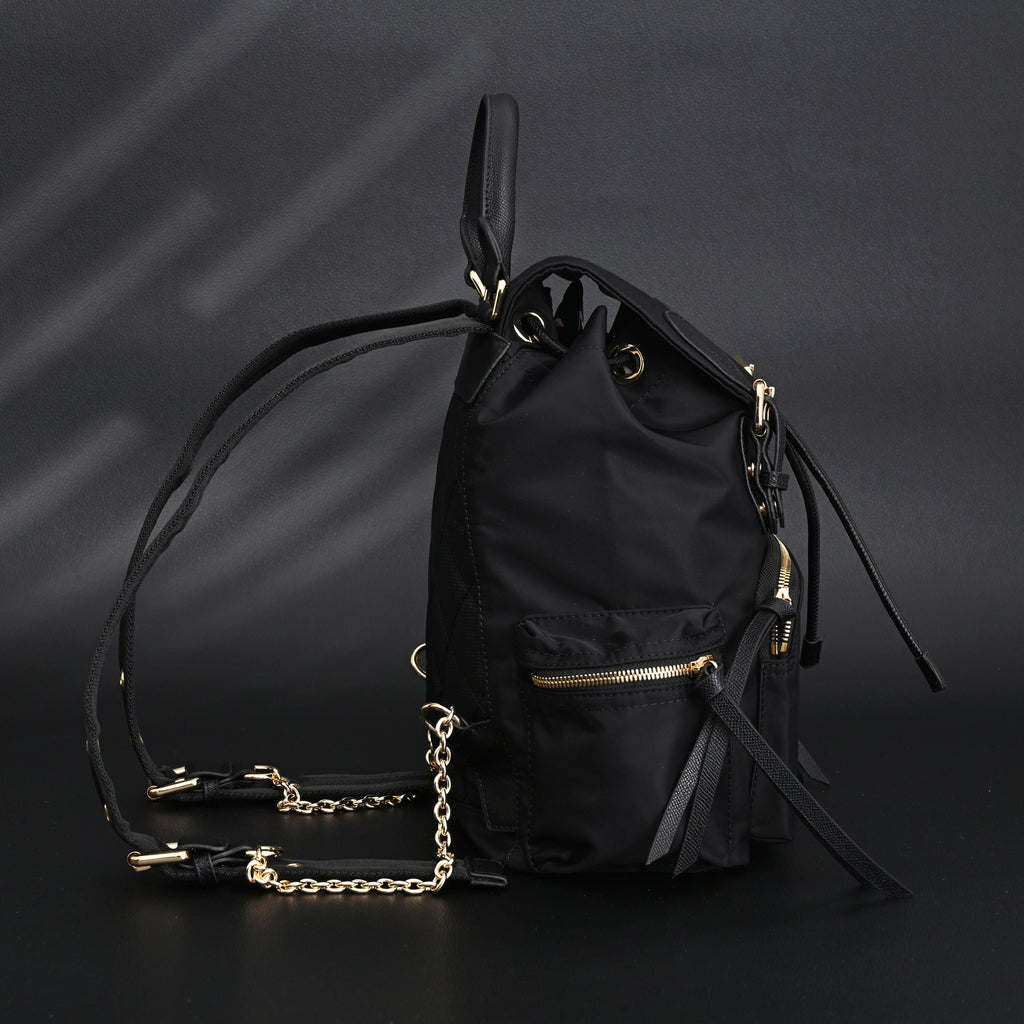 Burberry The Rucksack – Black Nylon & Leather Backpack with Gold-Tone Hardware