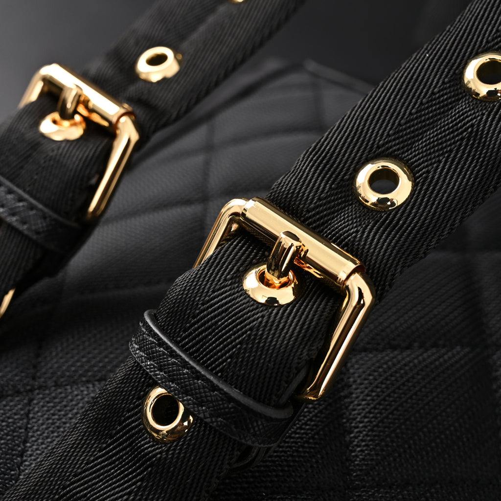 Burberry The Rucksack – Black Nylon & Leather Backpack with Gold-Tone Hardware