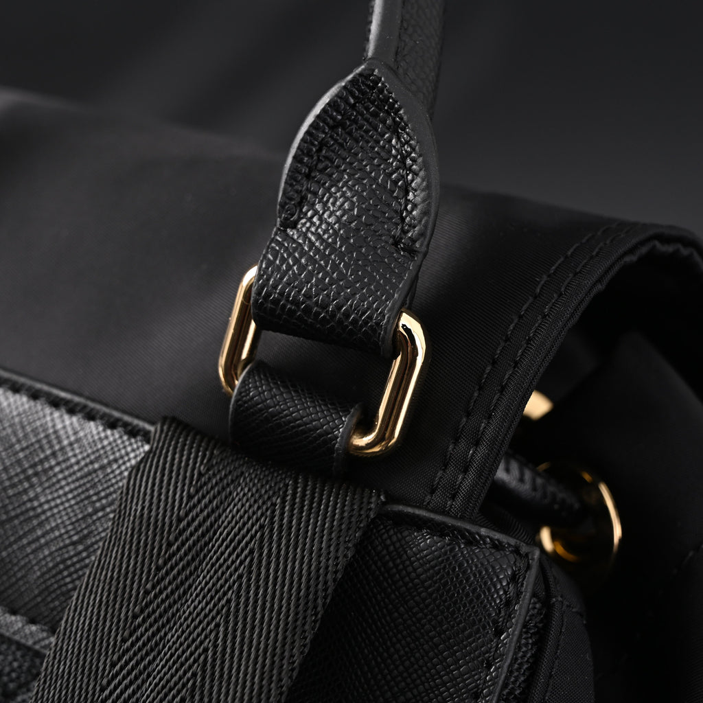 Burberry The Rucksack – Black Nylon & Leather Backpack with Gold-Tone Hardware