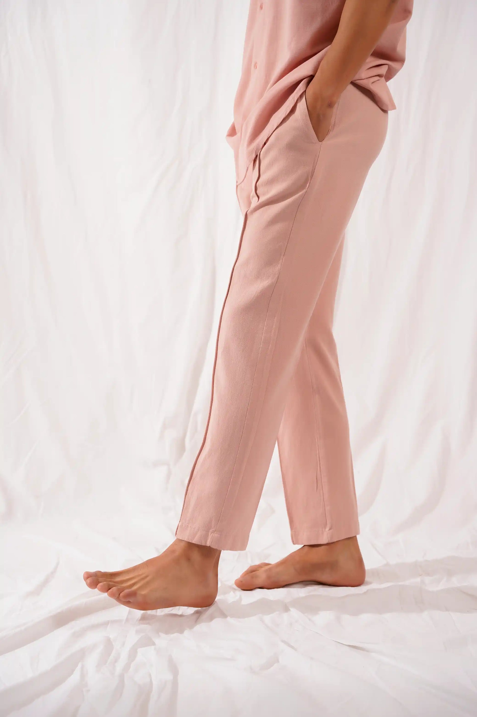 Tea Pink Relax Fit Middle Seam Pants