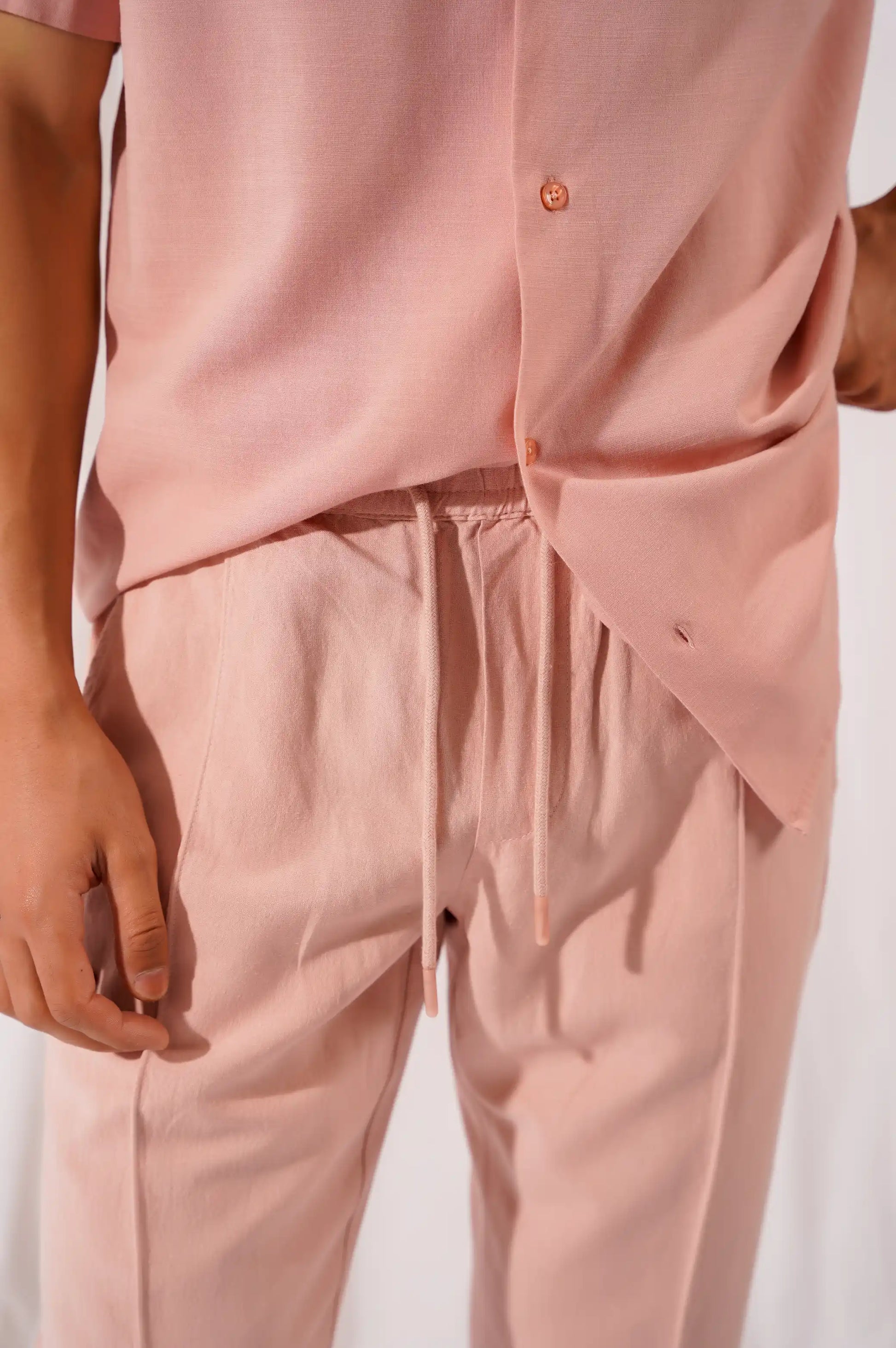 Tea Pink Relax Fit Middle Seam Pants