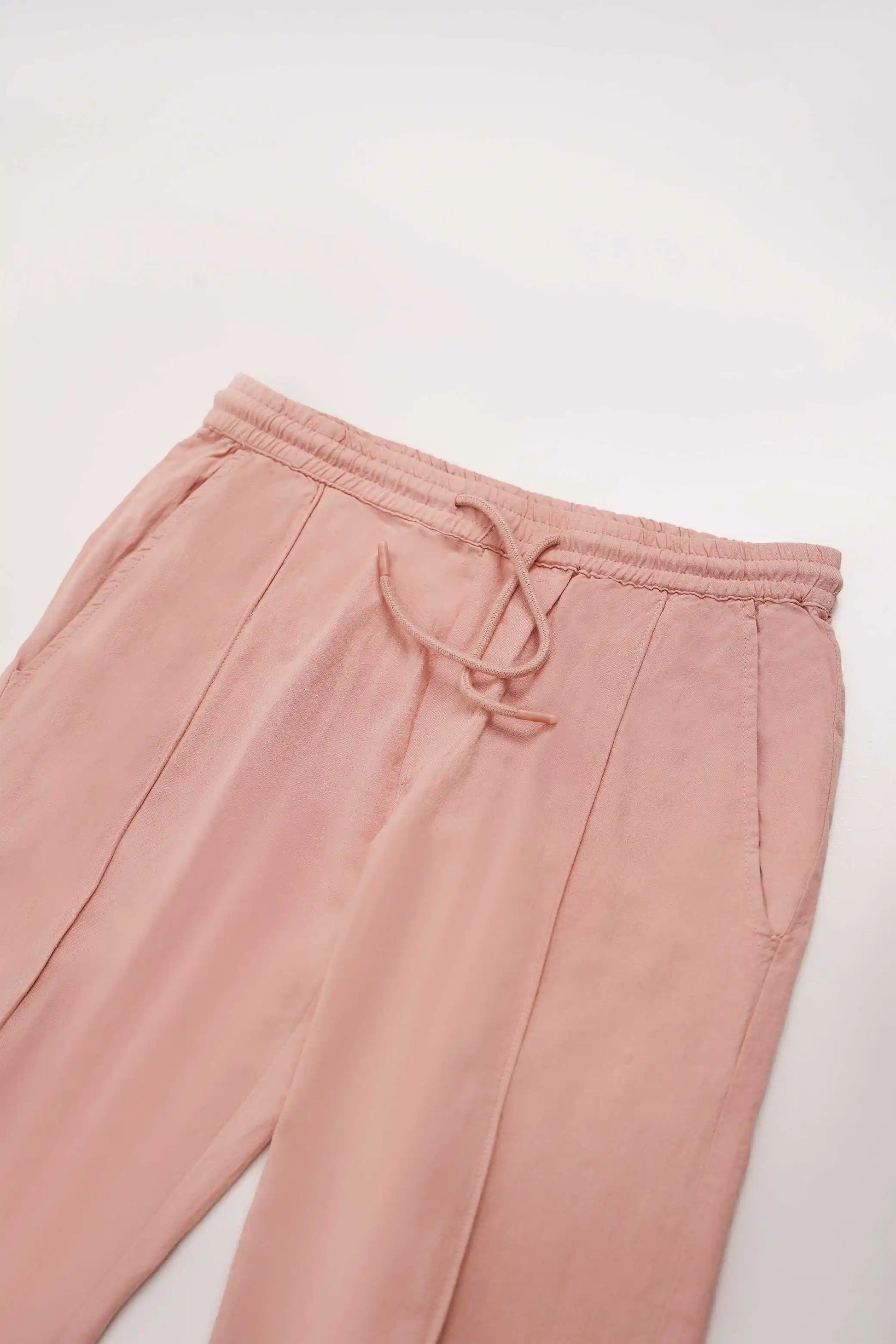 Tea Pink Relax Fit Middle Seam Pants