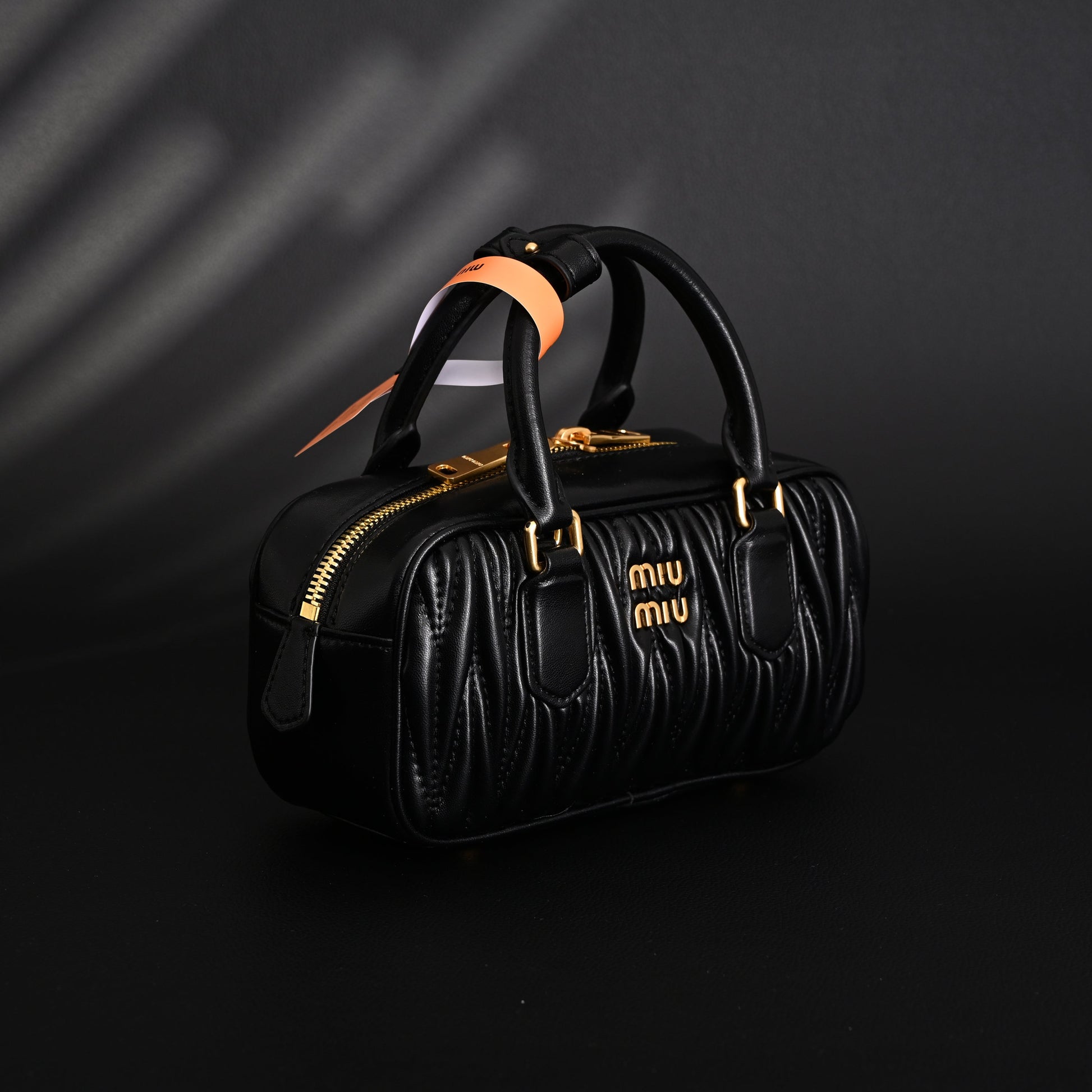 Miu Miu Black Matelassé Leather Top Handle Bag