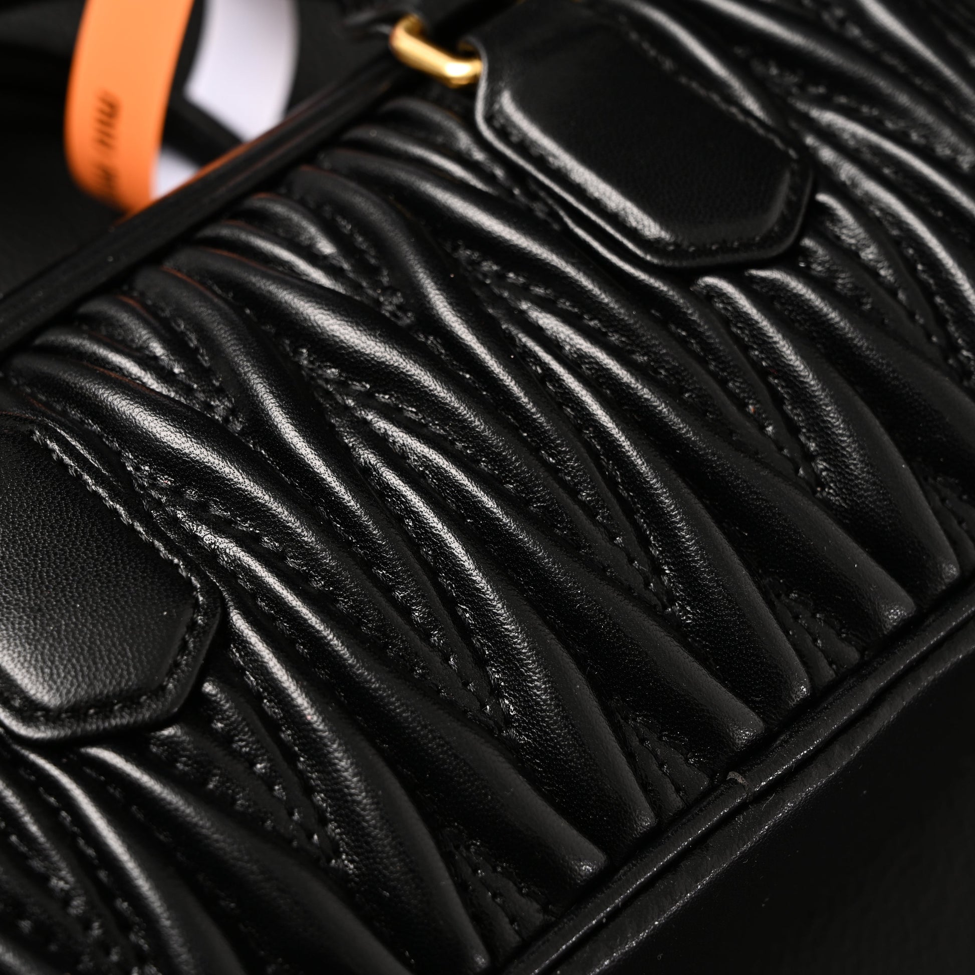 Miu Miu Black Matelassé Leather Top Handle Bag