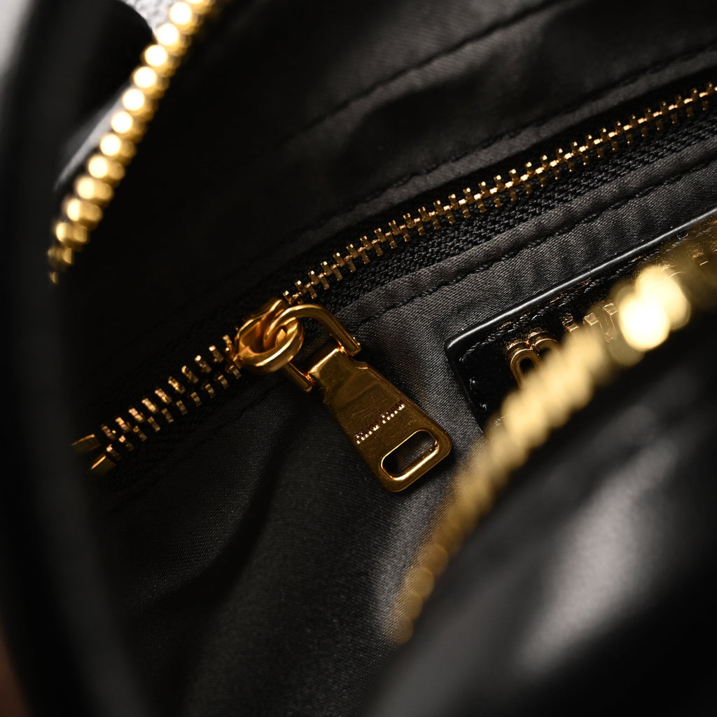 Miu Miu Black Matelassé Leather Top Handle Bag