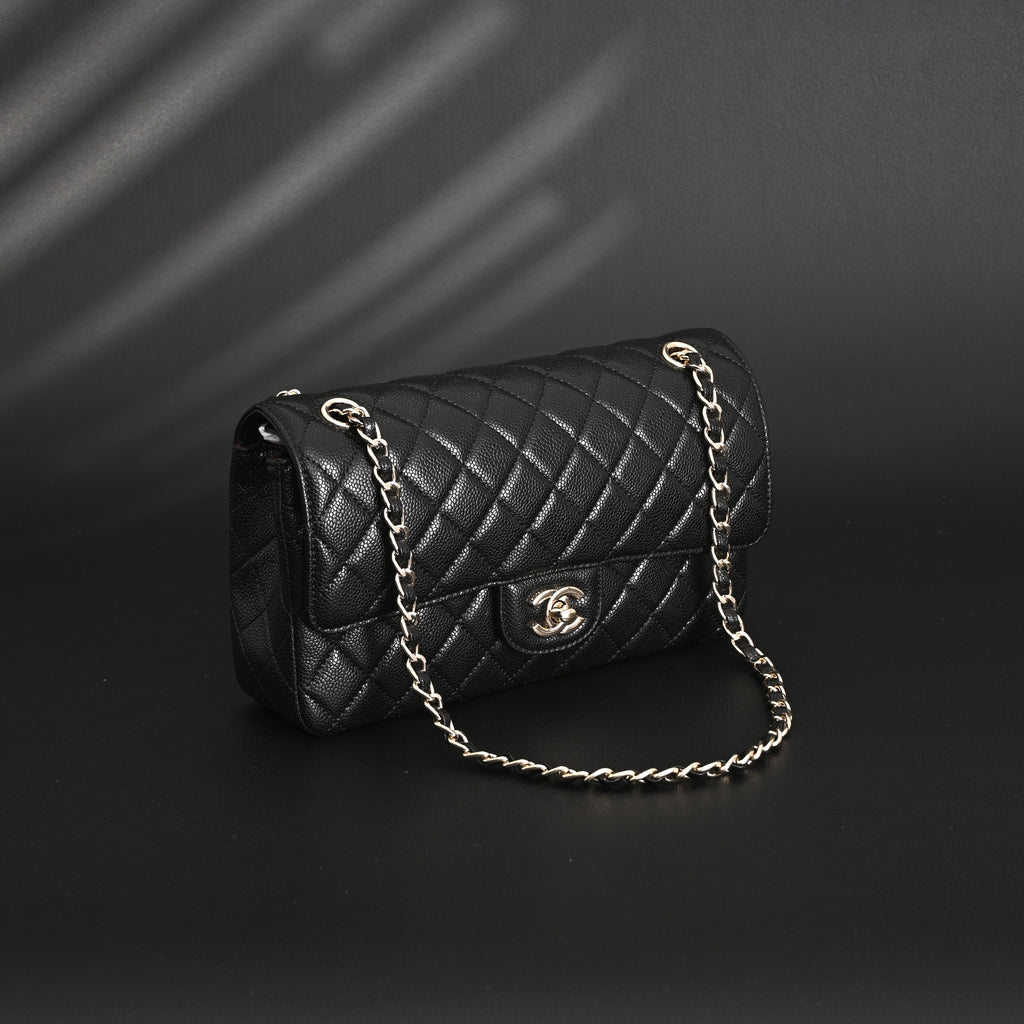 Chanel Classic Flap Bag – Black Quilted Caviar Leather with Gold-Tone Hardware