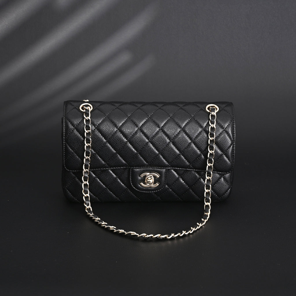 Chanel Classic Flap Bag – Black Quilted Caviar Leather with Gold-Tone Hardware