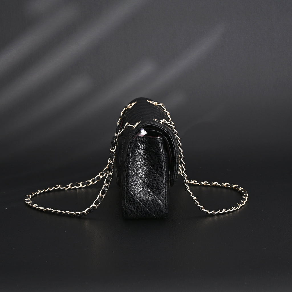 Chanel Classic Flap Bag – Black Quilted Caviar Leather with Gold-Tone Hardware