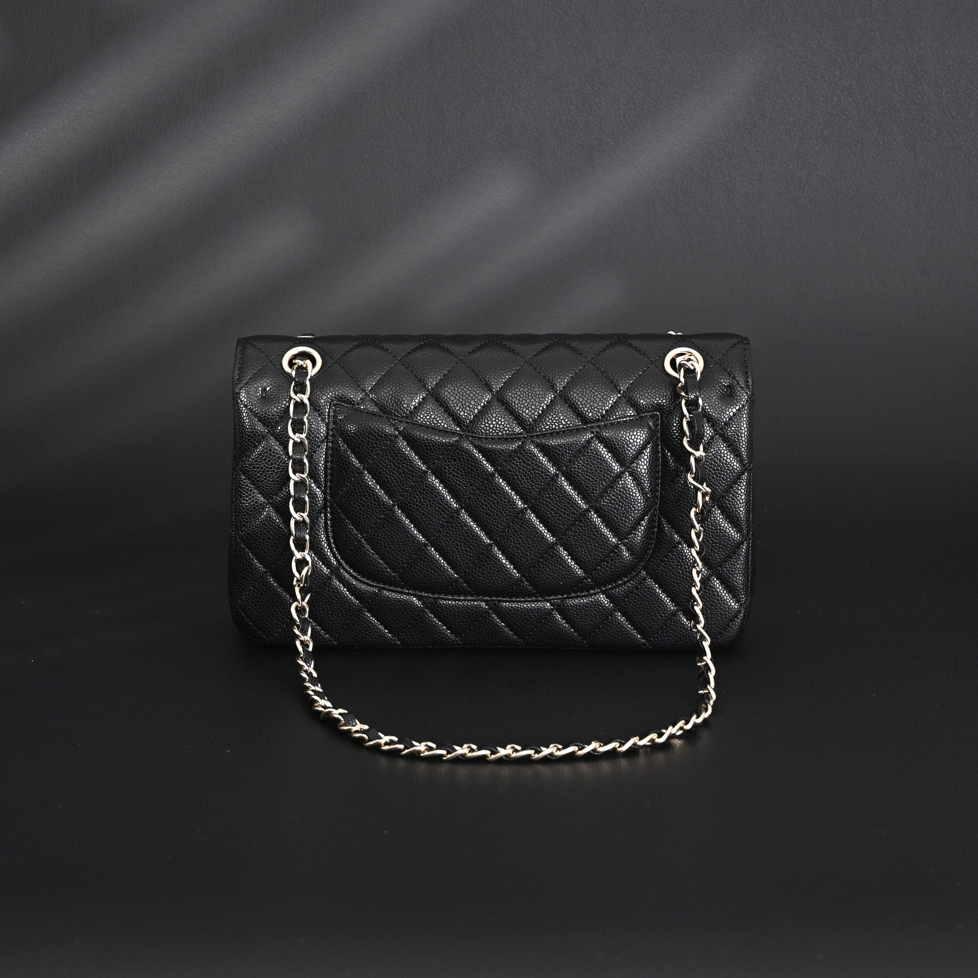 Chanel Classic Flap Bag – Black Quilted Caviar Leather with Gold-Tone Hardware
