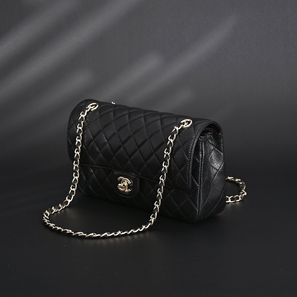 Chanel Classic Flap Bag – Black Quilted Caviar Leather with Gold-Tone Hardware