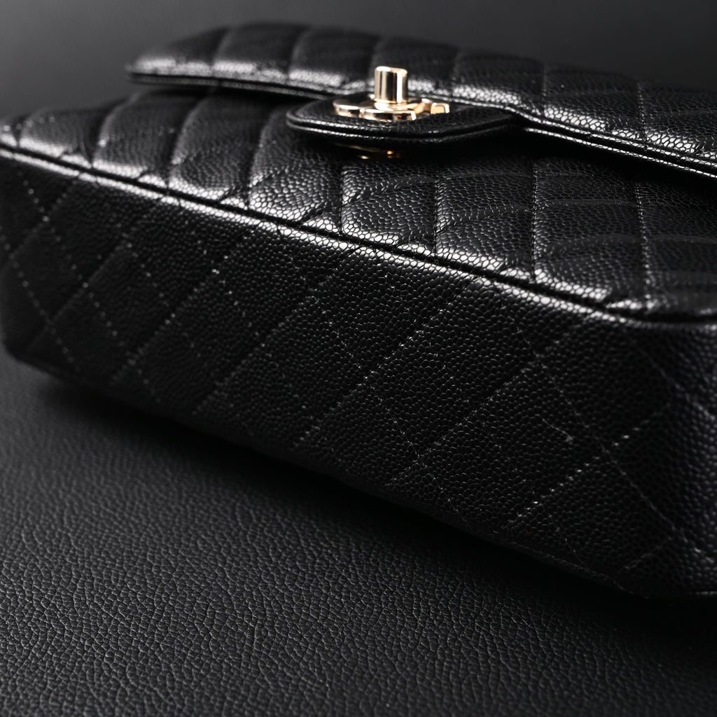 Chanel Classic Flap Bag – Black Quilted Caviar Leather with Gold-Tone Hardware