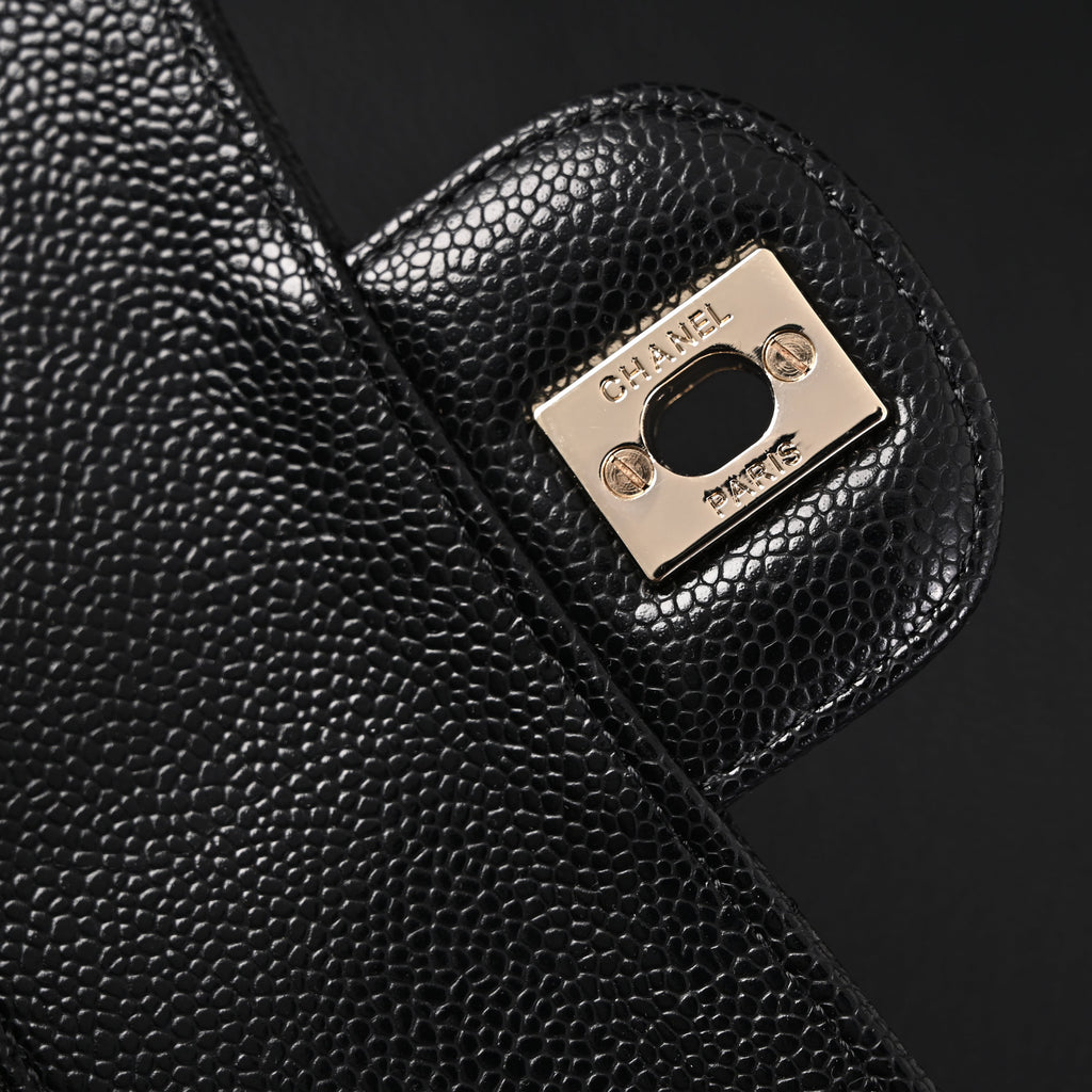 Chanel Classic Flap Bag – Black Quilted Caviar Leather with Gold-Tone Hardware