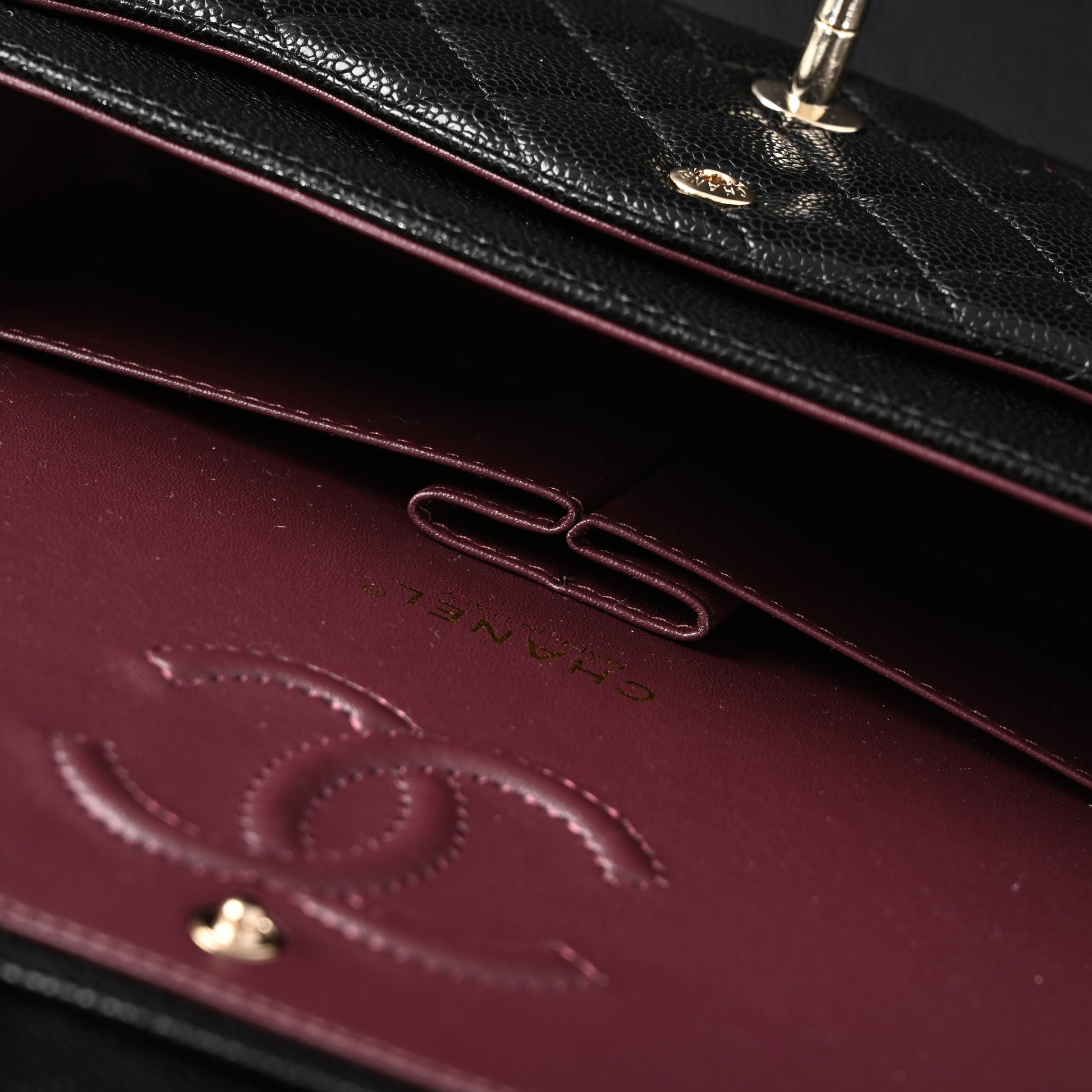 Chanel Classic Flap Bag – Black Quilted Caviar Leather with Gold-Tone Hardware