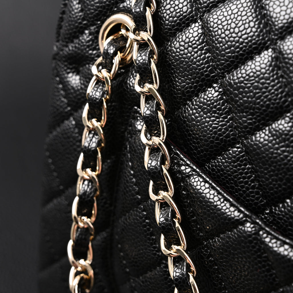 Chanel Classic Flap Bag – Black Quilted Caviar Leather with Gold-Tone Hardware