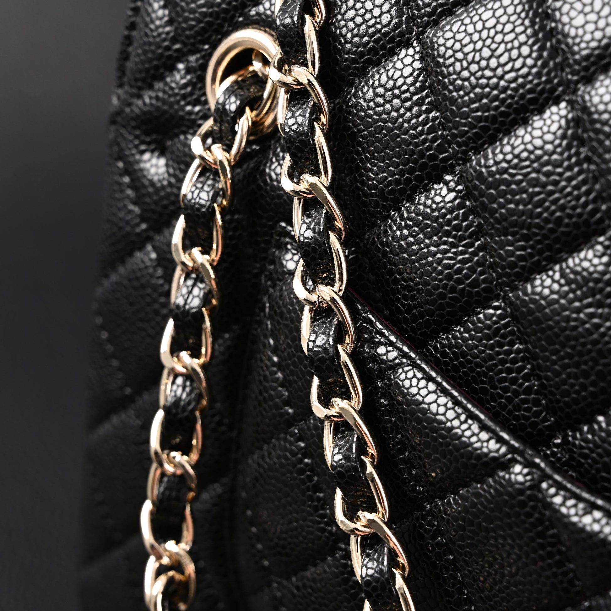 Chanel Classic Flap Bag – Black Quilted Caviar Leather with Gold-Tone Hardware