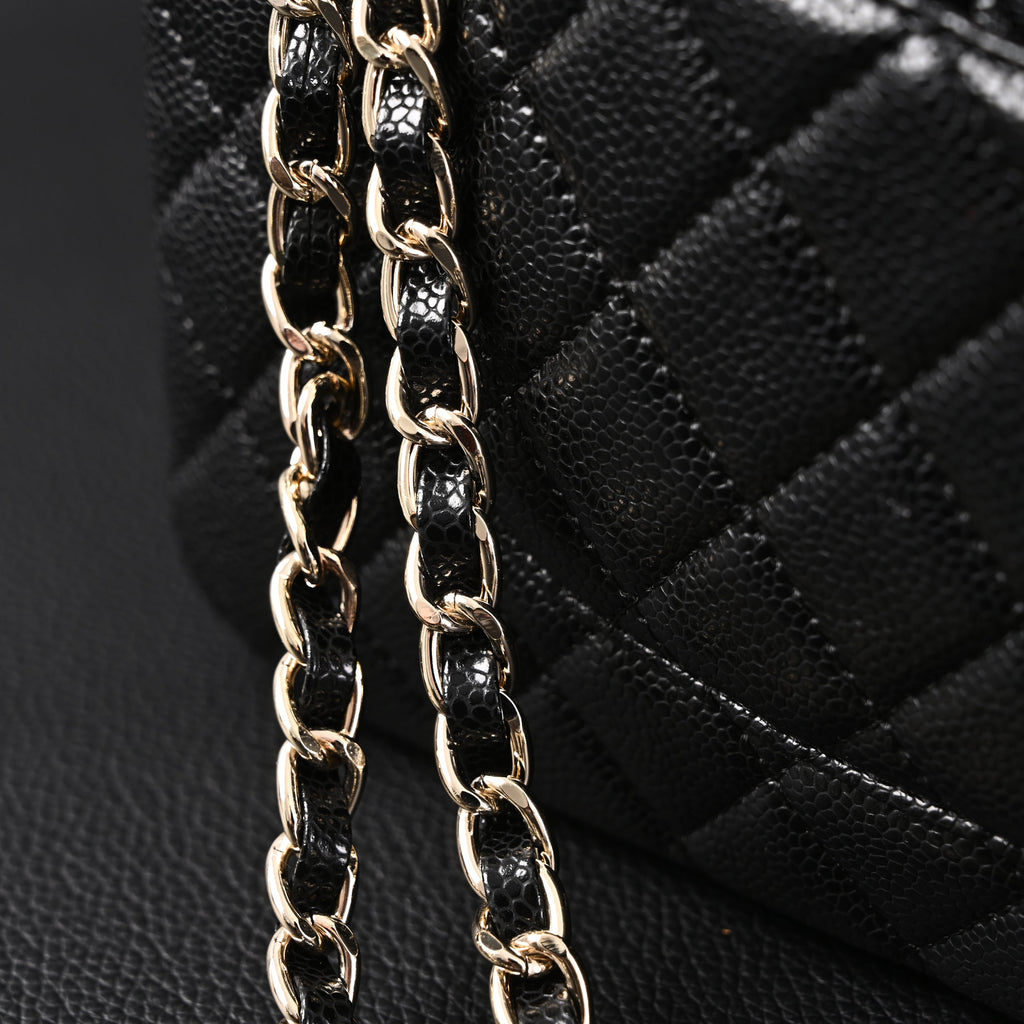 Chanel Classic Flap Bag – Black Quilted Caviar Leather with Gold-Tone Hardware