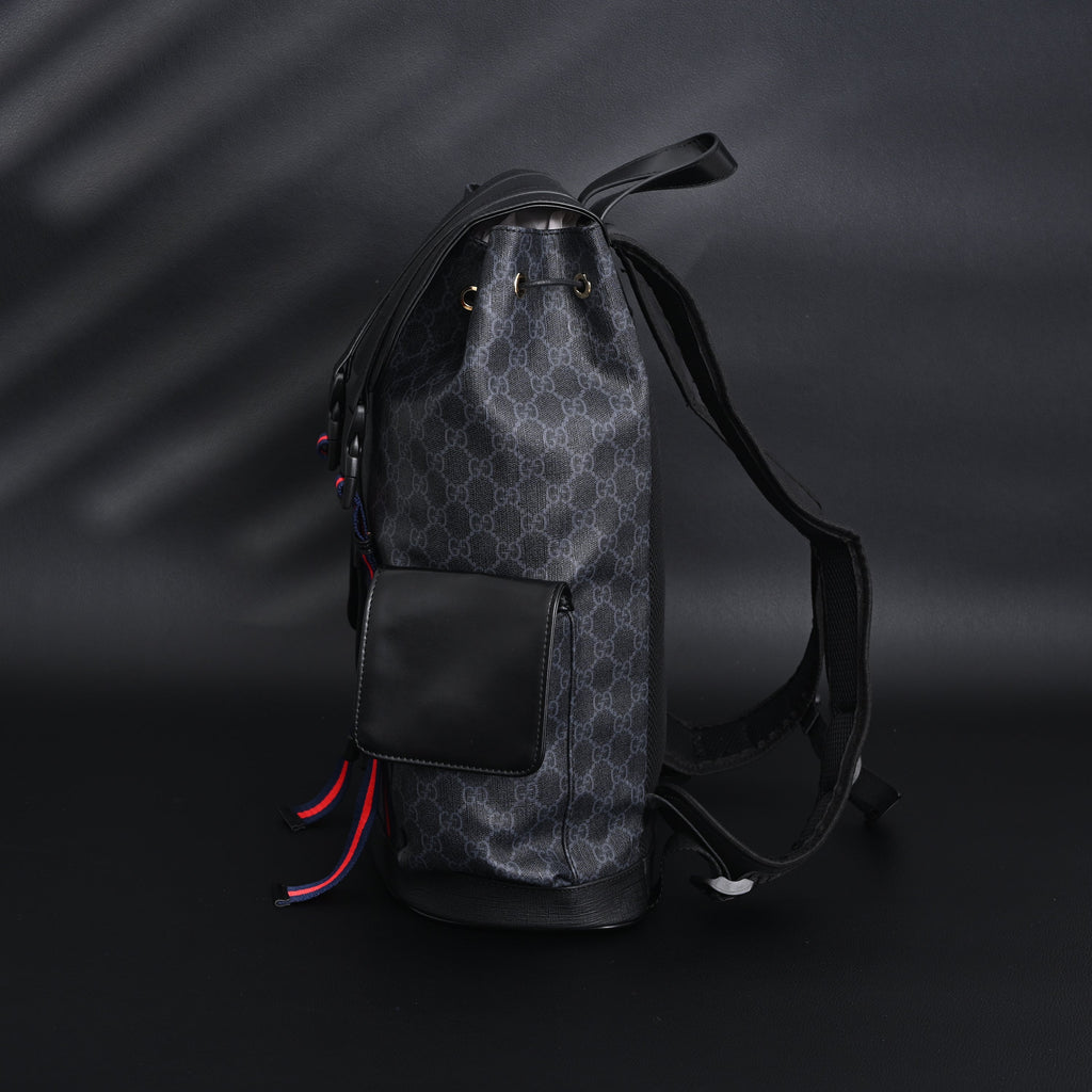 Gucci GG Supreme Monogram Backpack with Web Stripe
