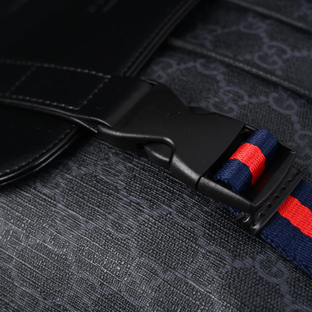 Gucci GG Supreme Monogram Backpack with Web Stripe