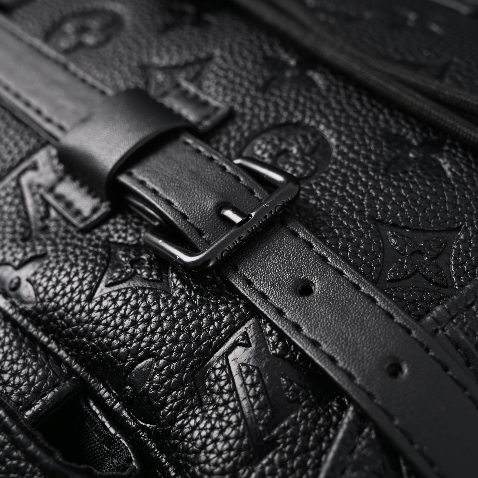 Louis Vuitton Christopher PM Backpack Monogram Shadow Black Leather