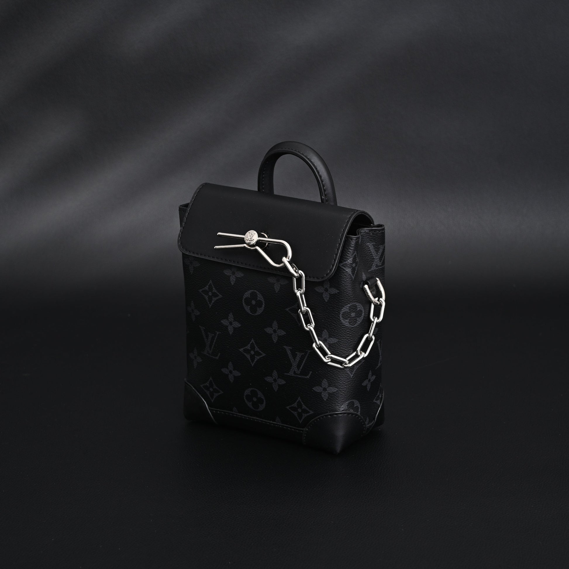 Louis Vuitton Soft Trunk Messenger – Monogram Eclipse Canvas with Silver Chain