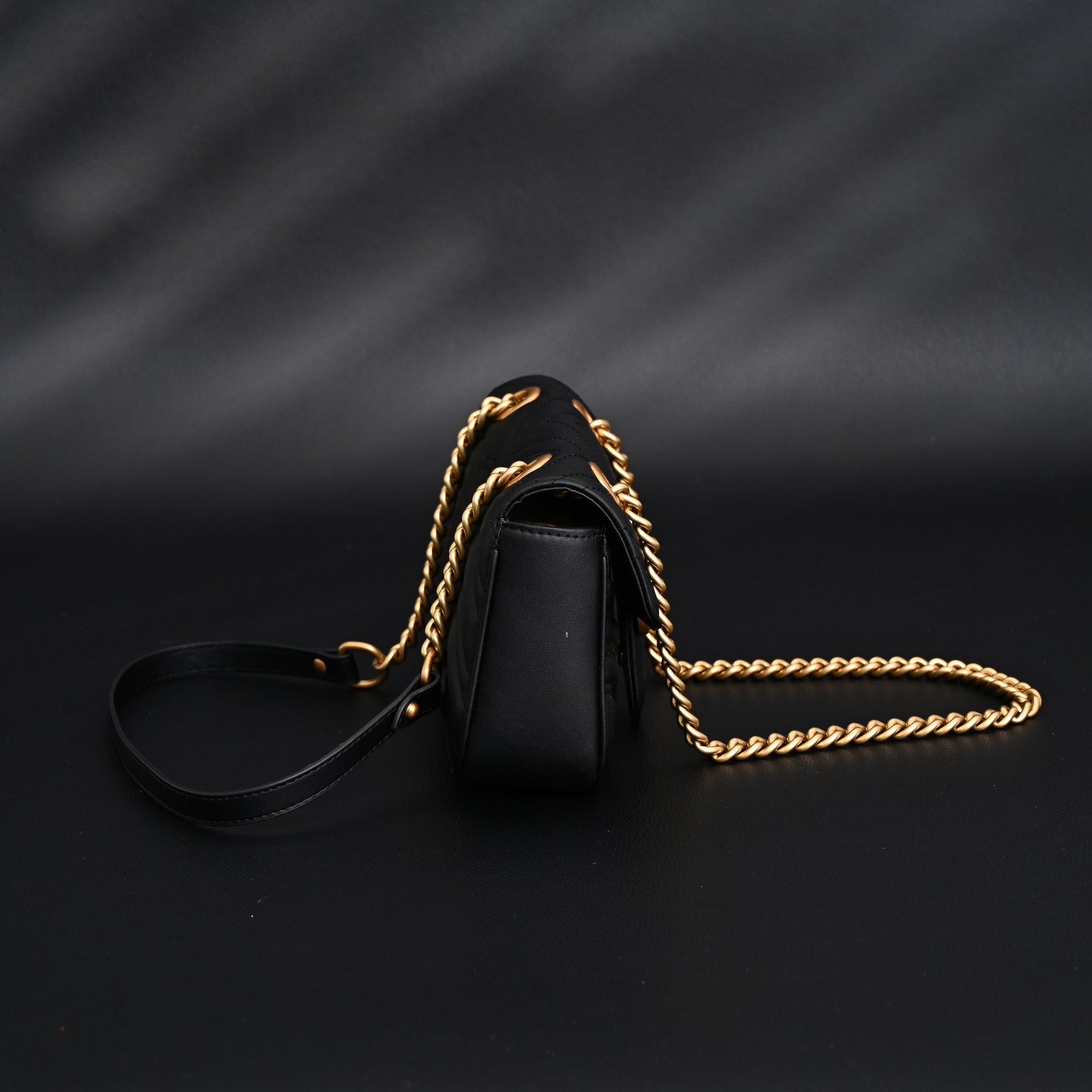 Gucci GG Marmont Small Matelassé Shoulder Bag – Black Leather with Gold Hardware