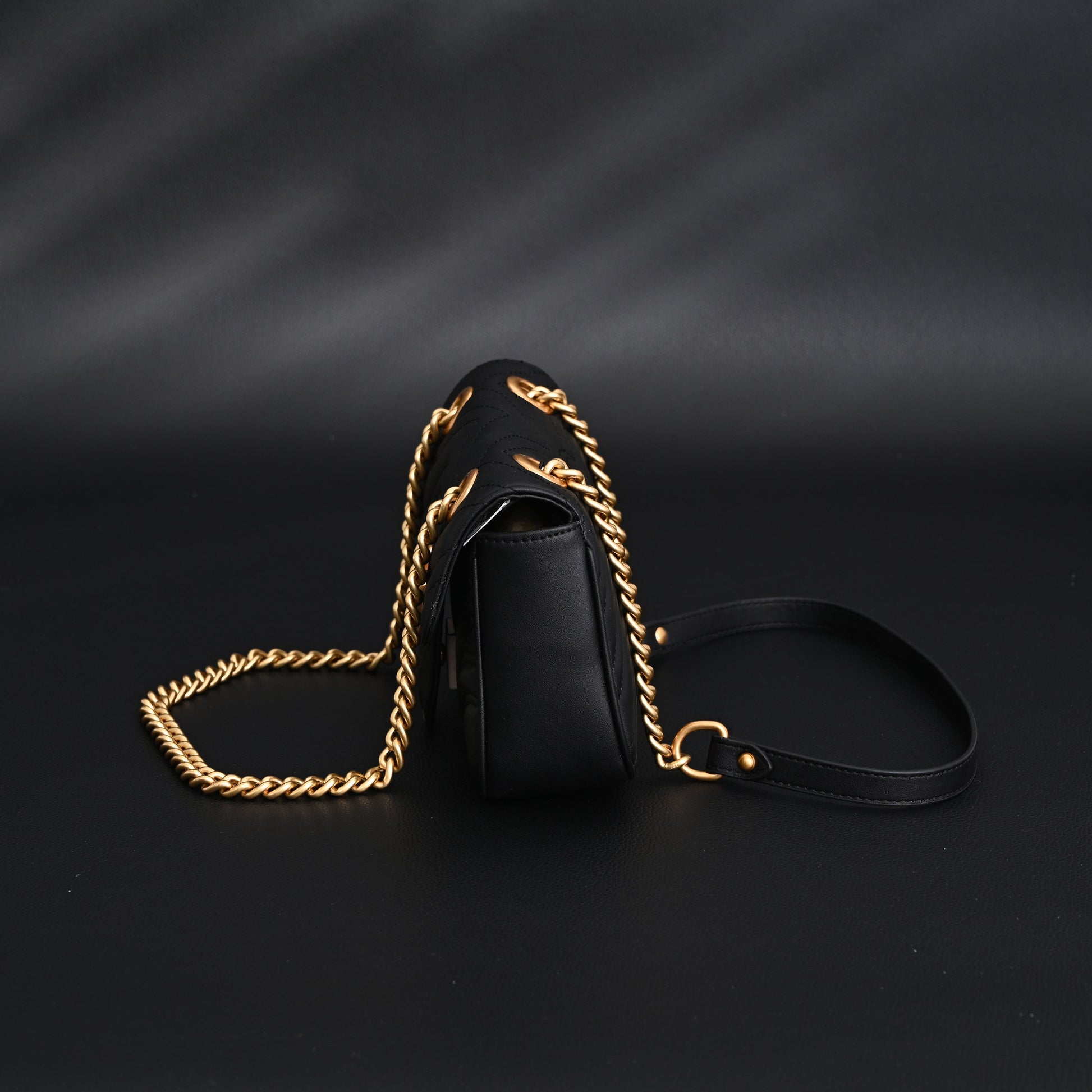 Gucci GG Marmont Small Matelassé Shoulder Bag – Black Leather with Gold Hardware