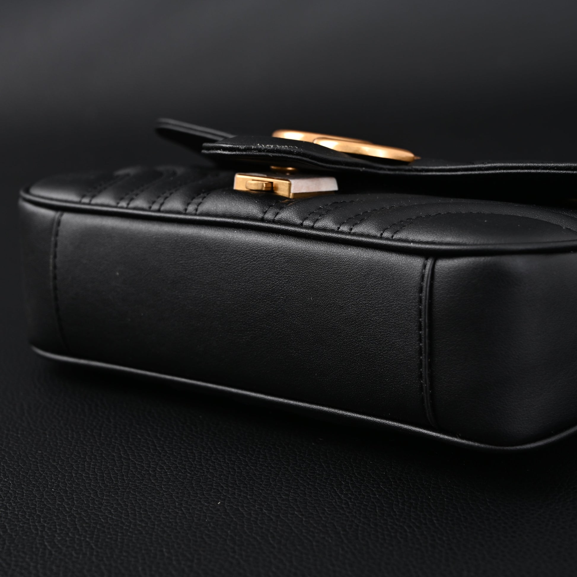 Gucci GG Marmont Small Matelassé Shoulder Bag – Black Leather with Gold Hardware