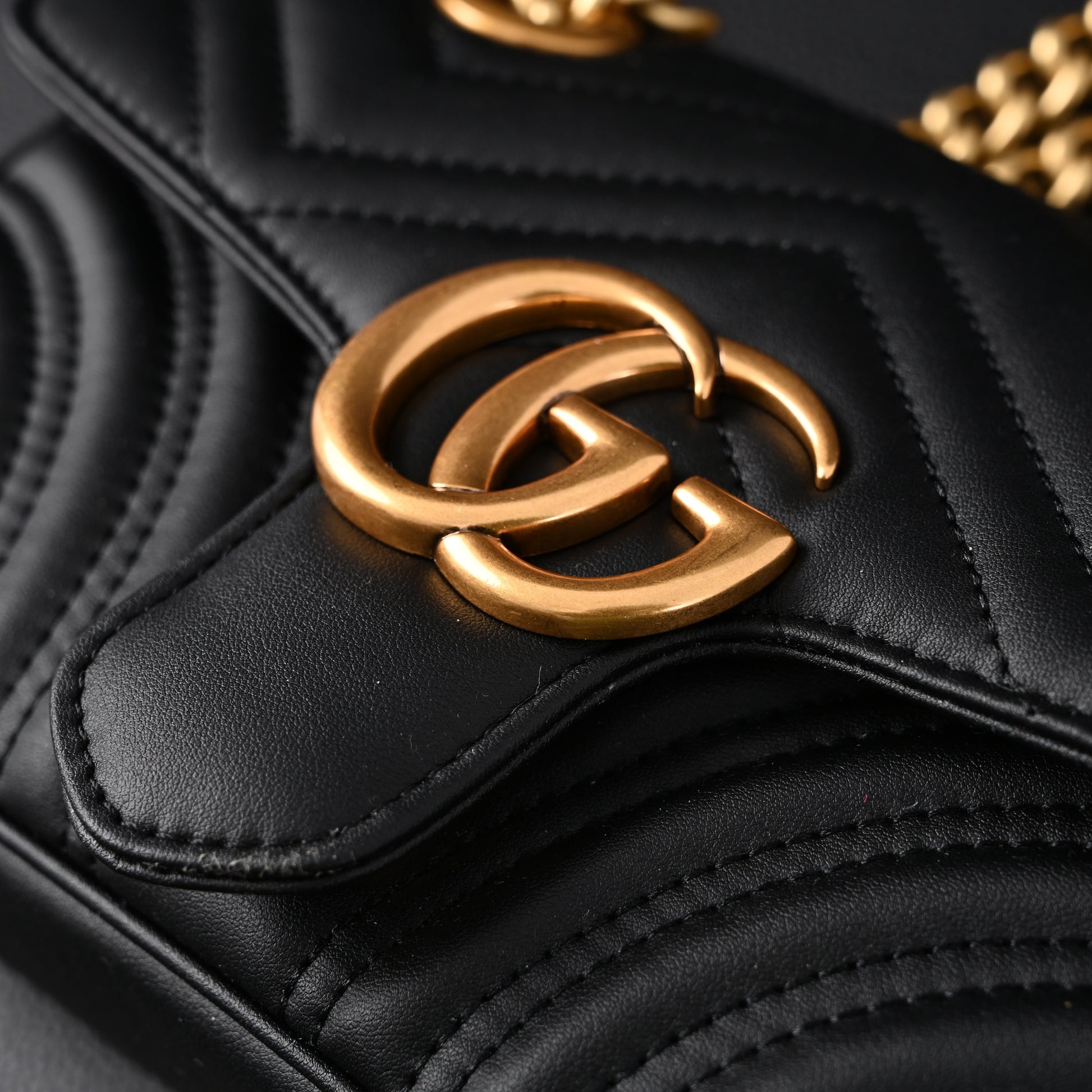Gucci GG Marmont Small Matelassé Shoulder Bag – Black Leather with Gold Hardware