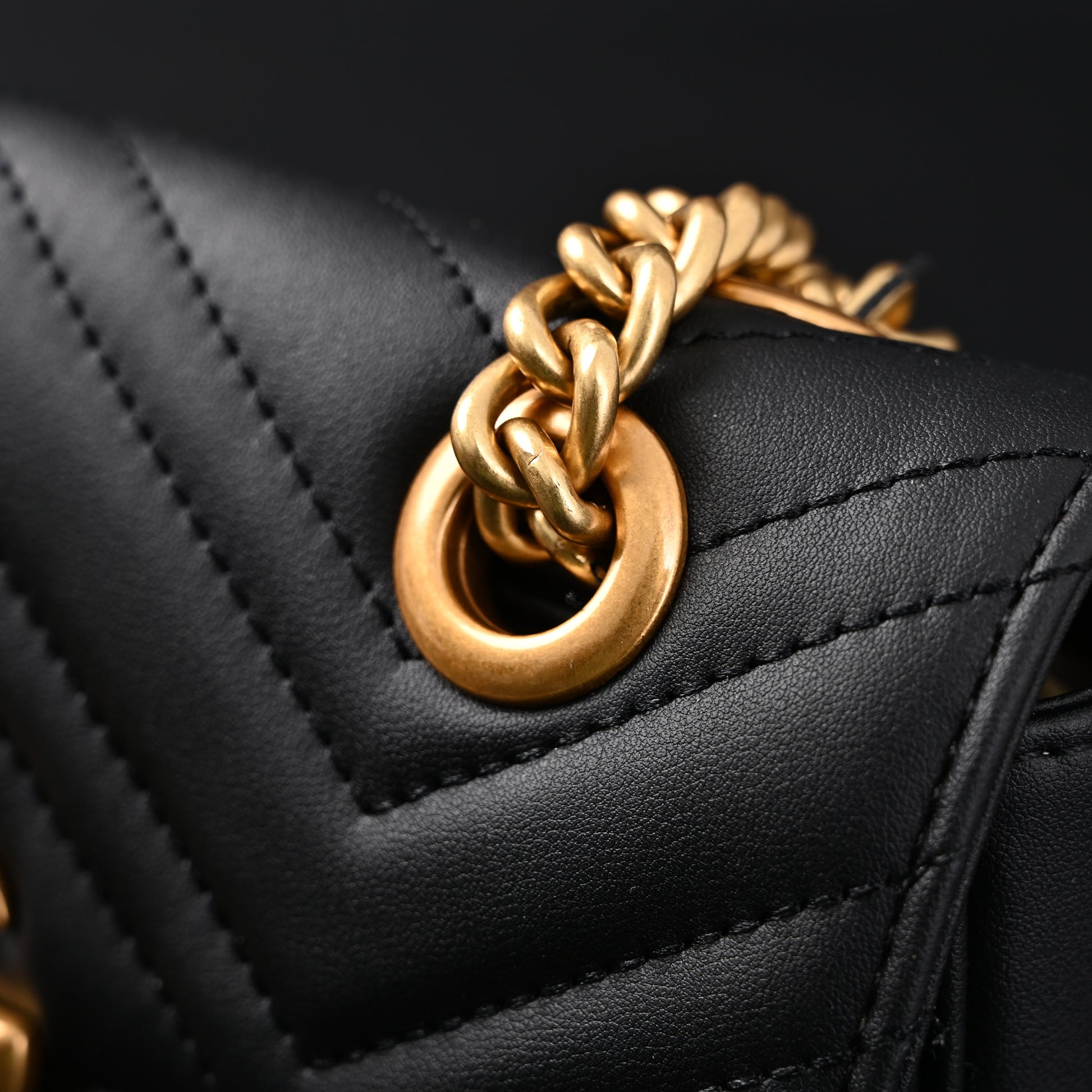 Gucci GG Marmont Small Matelassé Shoulder Bag – Black Leather with Gold Hardware