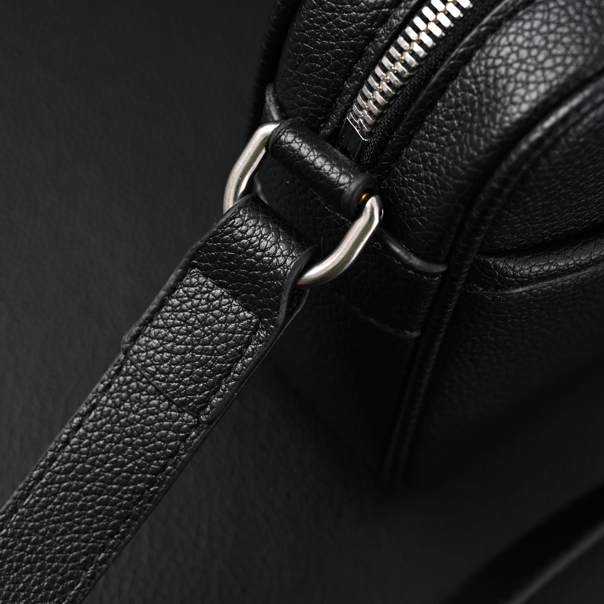Gucci Black Leather Embossed Logo Belt Bag