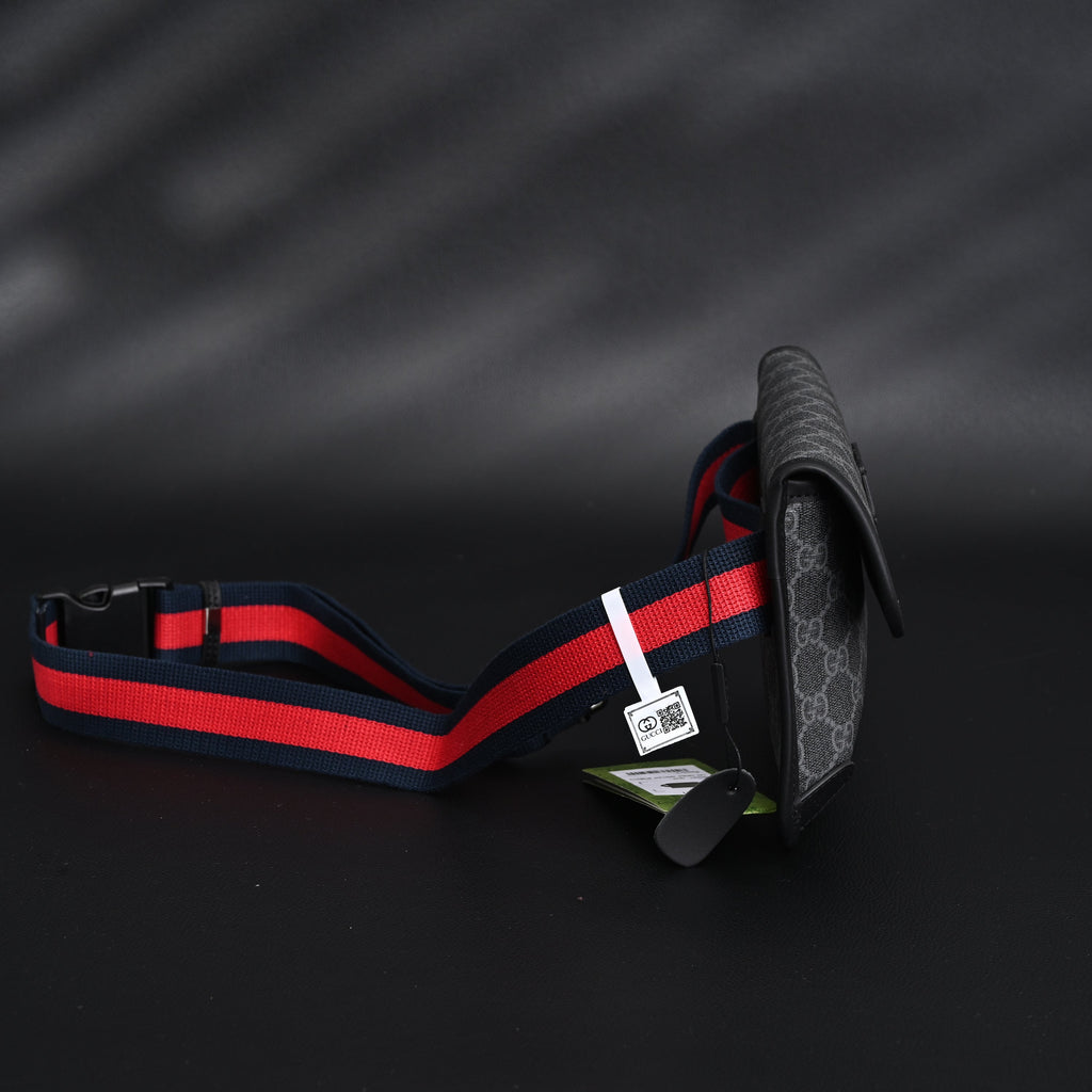 Gucci Ophidia GG Supreme Belt Bag – Black/Grey with Web Strap