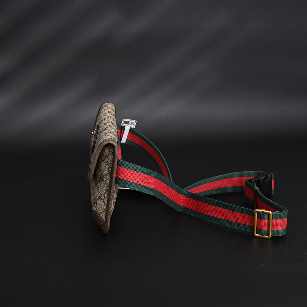 Gucci Ophidia GG Supreme Mini Belt Bag – Beige/Ebony with Web Stripe