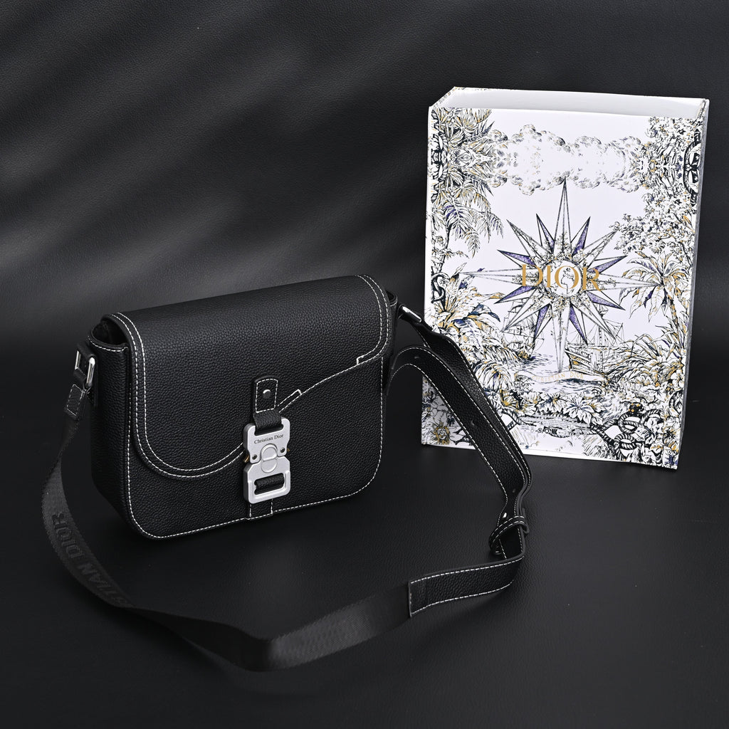 Dior Saddle Crossbody Bag – Black Grained Calfskin with Silver-Tone Hardware