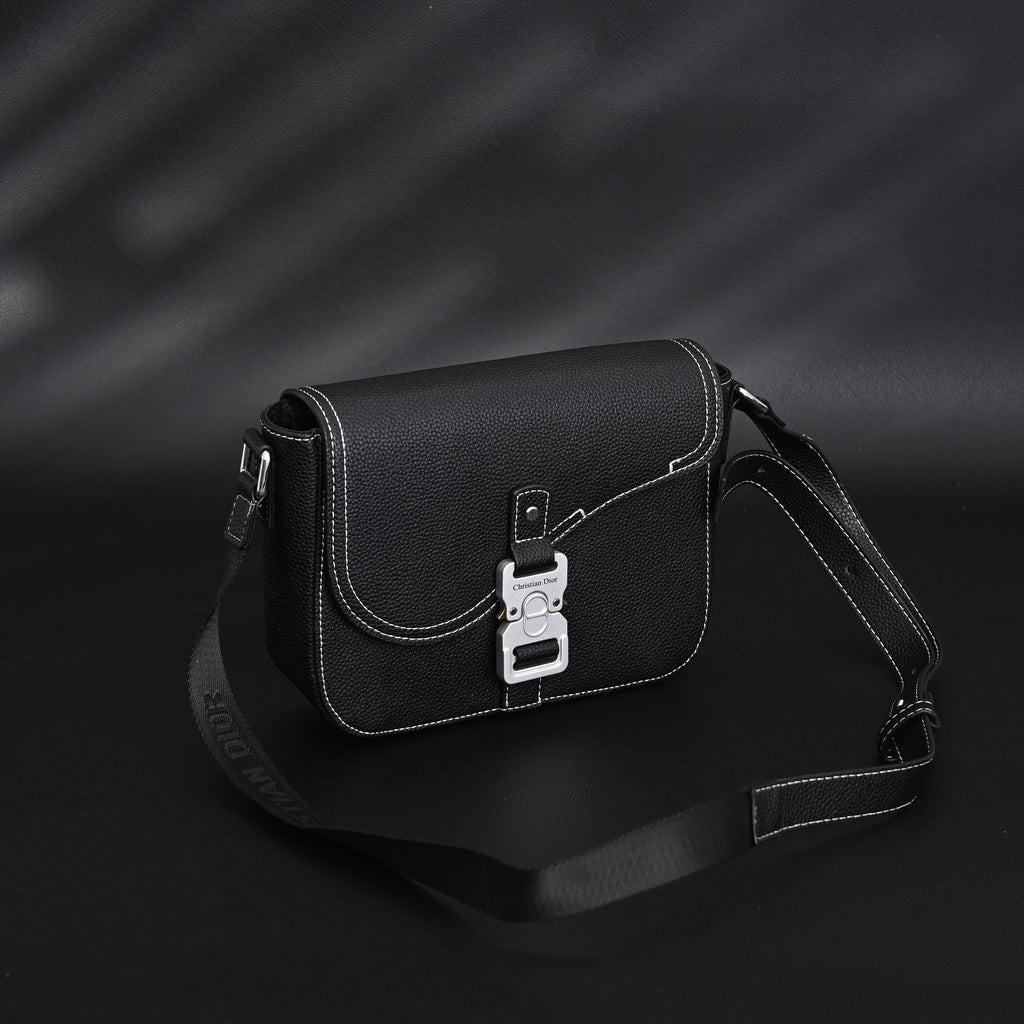 Dior Saddle Crossbody Bag – Black Grained Calfskin with Silver-Tone Hardware