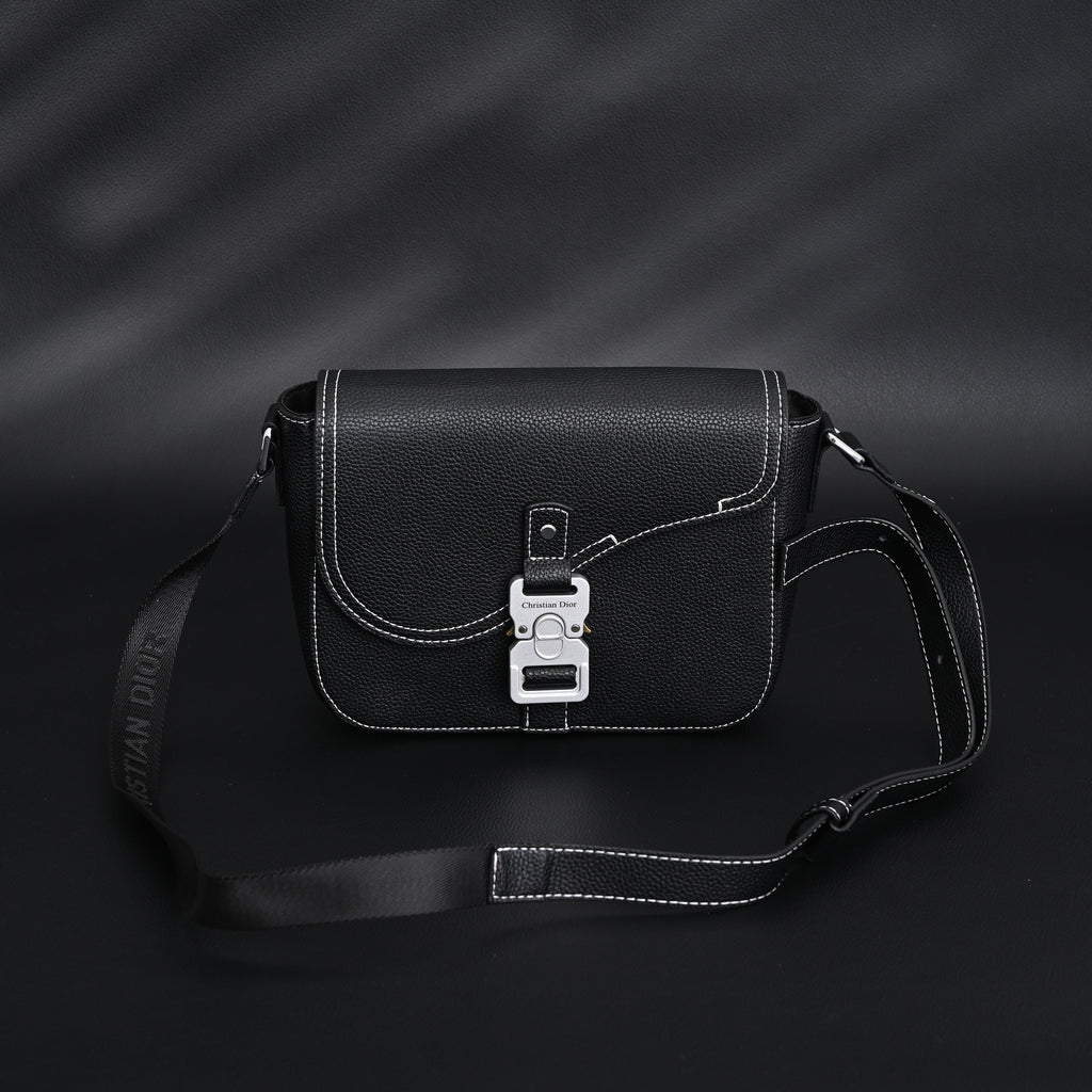 Dior Saddle Crossbody Bag – Black Grained Calfskin with Silver-Tone Hardware