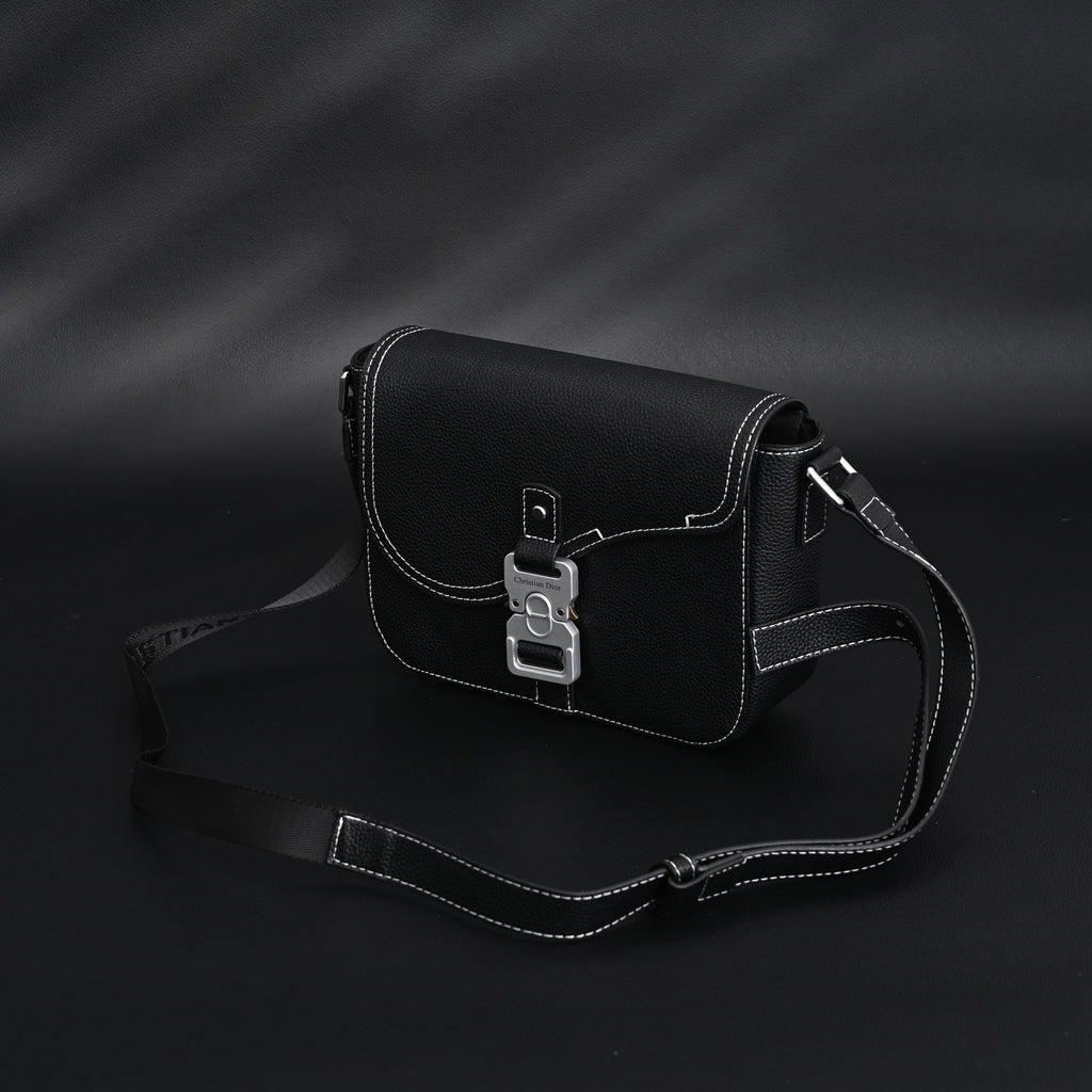 Dior Saddle Crossbody Bag – Black Grained Calfskin with Silver-Tone Hardware