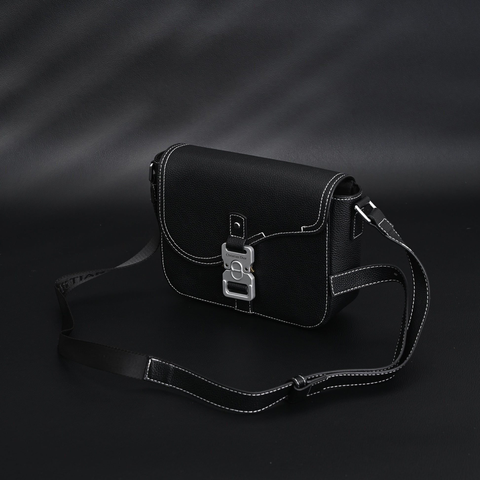 Dior Saddle Crossbody Bag – Black Grained Calfskin with Silver-Tone Hardware