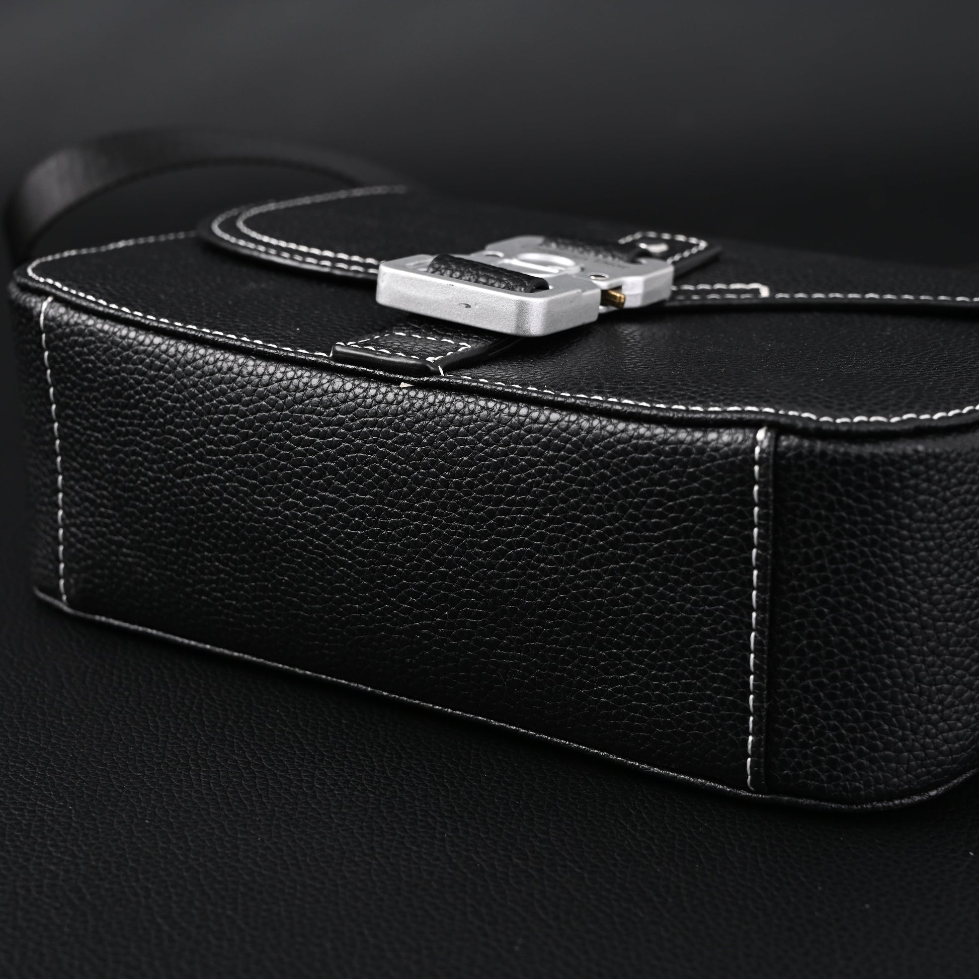 Dior Saddle Crossbody Bag – Black Grained Calfskin with Silver-Tone Hardware