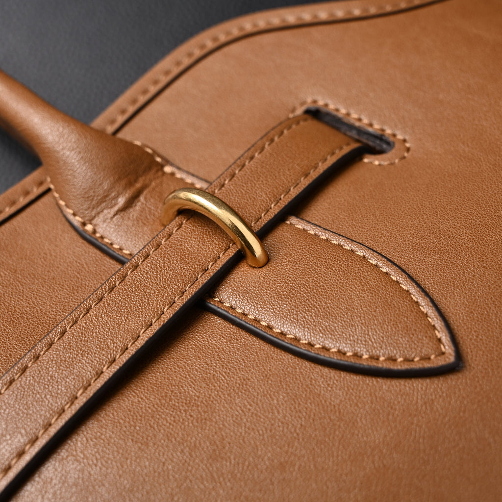 Miu Miu Leather Tote Bag – Elegant Caramel Brown