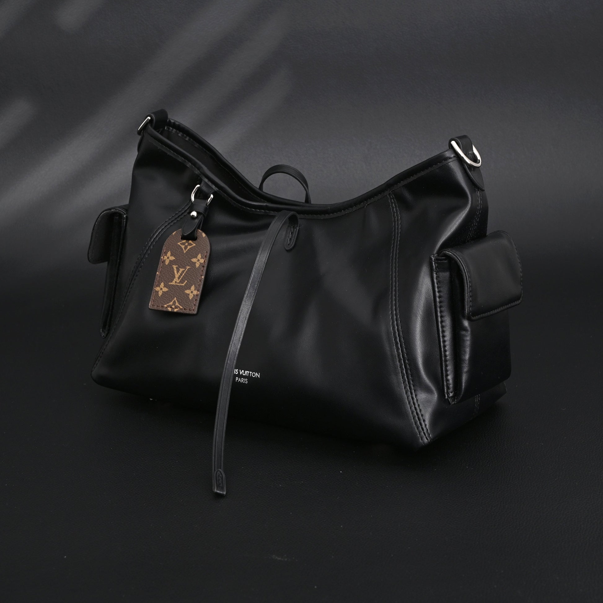 Louis Vuitton Montaigne Black Mahina Leather Shoulder Bag