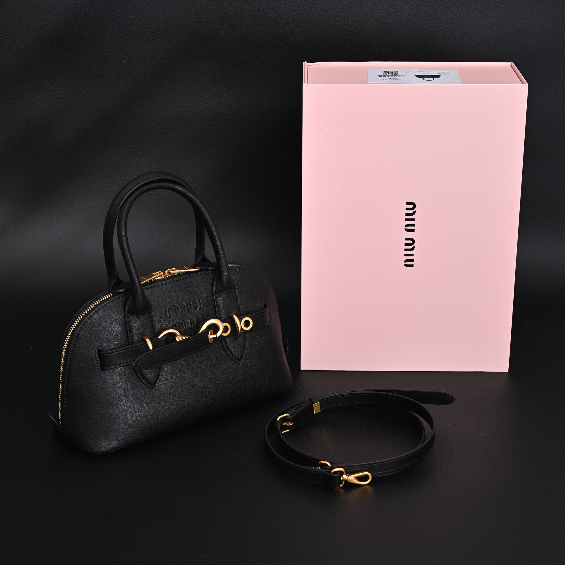 Miu Miu Black Leather Satchel Bag – Medium Structured Tote