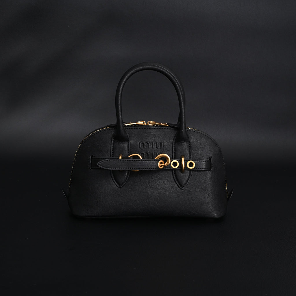 Miu Miu Black Leather Satchel Bag – Medium Structured Tote